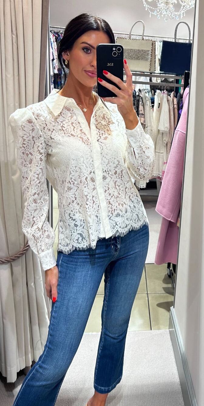 L'Agence Jenica Lace Blouse in Ivory size XS